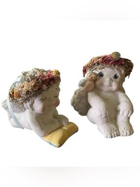 Vintage Dreamsicles Angel Cherub Figurine Lot of 2 Hand Crafted Cast Art 1990s